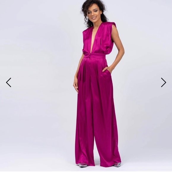 Fuchsia Maxi Draped jumpsuit - Picture 3 of 3
